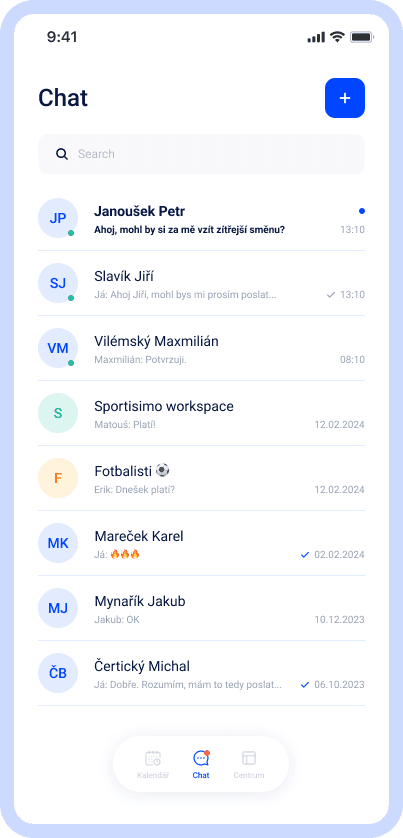Zprávy od týmu na stejném místě