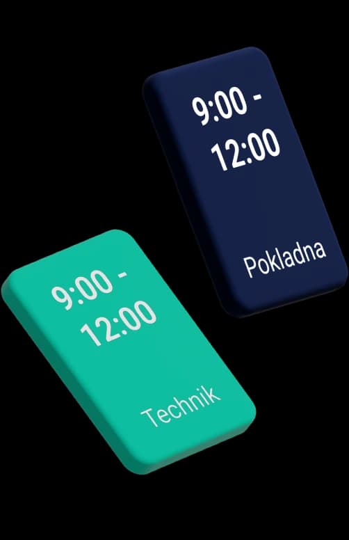 Ilustrace telefonu s kartami směn