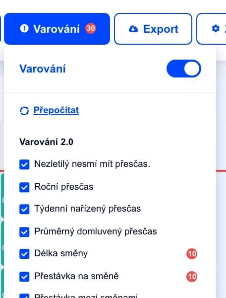 Pravidla podle vašeho provozu